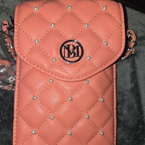 Coral Quilted Crossbody Phone Bag